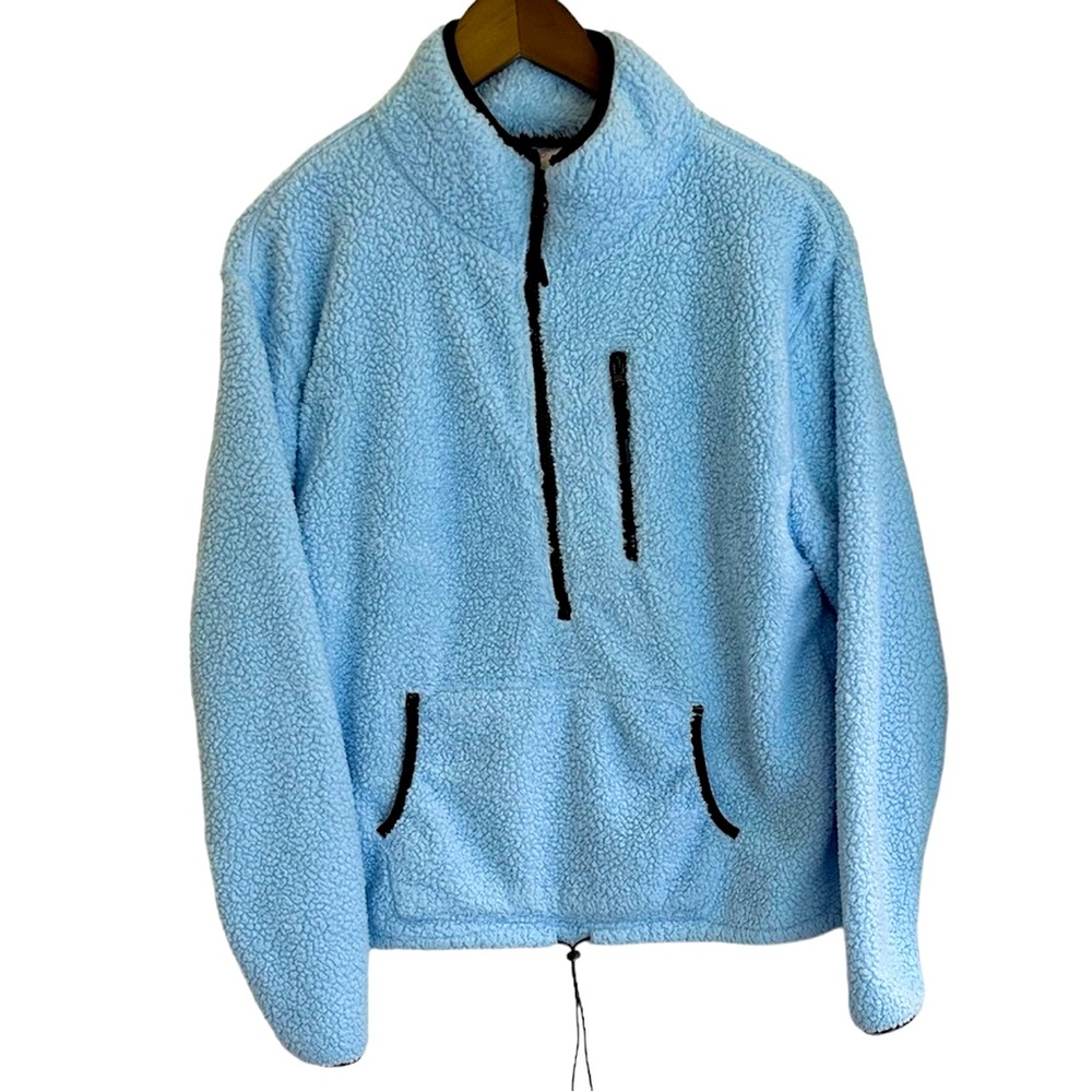 No boundaries sky blue half zip fleece pull over juniors M